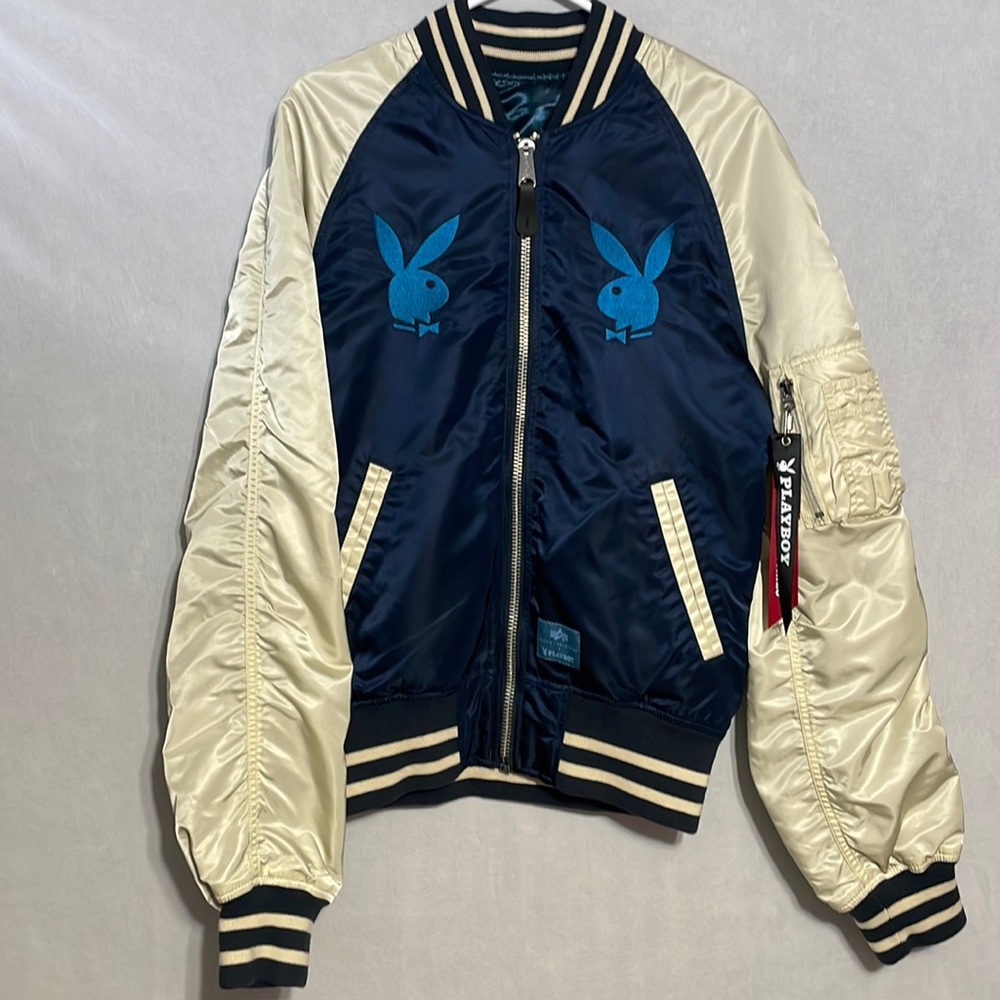Alpha Industries Navy and Cream Bomber Jacket
